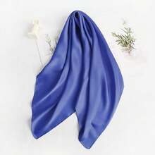 Lastclream Chiffon Square Neck Scarves For Women Handkerchief Retro Satin Ribbon Scarf For Hair Wrapping 23.6inch 26inch,23.6inchRibbon-NavyBlue - 23.6吋絲帶-深藍色 - 查看 6