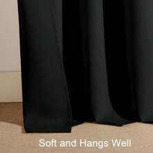 Short Blackout Curtains For Kitchen Over Sink 45 Inch Long Thermal Insulated Black Out Curtain For Bedroom Rod Pocket Drapes For Bathroom Small Window 2 Panels Set Black 42 Inches Wide - 黑色 - 查看 7