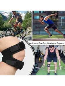 可调节护膝，采用双层加厚髌骨稳定器，透气防滑，佩戴舒适，适合体重99-180磅（约45-82公斤）的人士使用。 - 黑色 - 查看 7