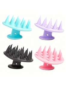 硅胶洗发头皮按摩器洗发按摩梳沐浴按摩刷头皮按摩器洗发梳护理工具 - 黑色 - 查看 5