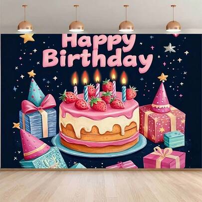 2D Flat Photography Backdrop Banner - Birthday Party Grand Theme Backdrop For Party Photo Backdrop, Birthday Party Banner Decoration, Photo Booth Studio Prop, Multipurpose Indoor And Outdoor Party Decoration, Multifunctional Decoration For Studio Backdrop And Outdoor Events, Room And Garden Celebration Sign