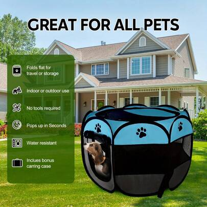 Octagonal Pet Fence, Pet Tent, Oxford Cloth, Scratch-Resistant, Foldable Dog Cage, Dog And Cat Birthing Room, Dog And Cat Bed.