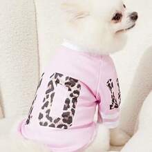 Áo thun in họa tiết da báo thời trang size 10 cho thú cưng, thoáng khí và thoải mái. - Màu Hồng baby - Xem 6