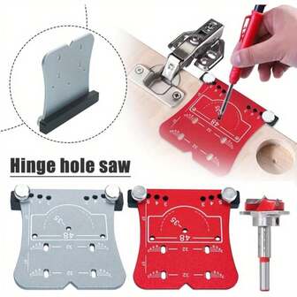 35mm Woodworking Hinge Hole Drill Guide With Punch Locator And Limit Frame, Fast And Accurate Drilling For Cabinet Door Hinges