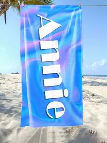 Personalized Family Name Customization Beach Towel - Name/Text - Gradient Laser Background/Yellow/Purple/Blue - Fading Microfiber - Adult Name Personalization - Swimming Pool, Vacation, Gift - Multicolor - View 4