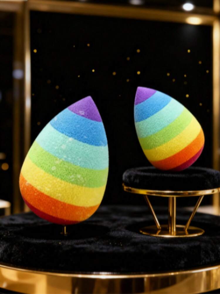 Set de 3 Esponjas de Maquillaje Arcoíris Ergonómicas - Diseño Anatómico para Maquillaje Impecable - Multicolor - Añade 2