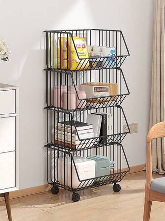 Carrito práctico y con ruedas giratorias, estante de almacenamiento, organizador de cocina, con asa, multifuncional, móvil, carrito de almacenamiento, adecuado para oficina, sala de estar, cocina, baño, organizador de aperitivos y juguetes, estante de almacenamiento móvil con ruedas, ideal para la organización del hogar y la oficina, regalo navideño, regalo para niños