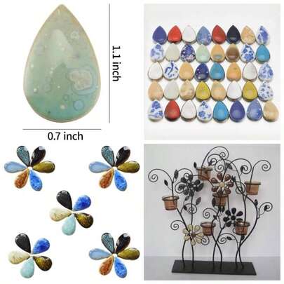150g Ceramics Tiles Random Color Raindrops Shape Ceramics Pieces Crafts Home Decoration18x28mm