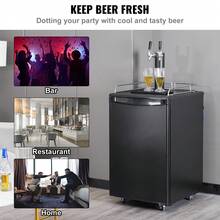 Beer Kegerator, Dispensador de cerveza de barril de doble grifo, Refrigerador de barril de tamaño completo con estantes, Cilindro de CO2, Bandeja de goteo y riel, Control de temperatura de 32 °F- 50 °F, Capacidad para 1/6, 1/4, 1/2 barriles, Negro - 32 °F - 50 °F - Ver 2