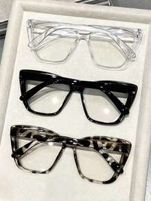 3pairs Women Plastic Cat Eye Frame Casual Style Classic Modern Simple Style Basic All-Match Clear Eyeglasses Combination For Street Snap,Daily Life,Back-To-School Essentials,Business Casual Woman Accessories Su - Multicolor - View 3