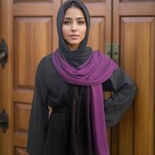 Gradient Dual Color Scarf,Elegant Ombre Headwraps Hijab, Modal Cotton Feel Lightweight Sunscreen Shawls For Women,10#Blackpurple - 10#黑紫色 - 查看 4