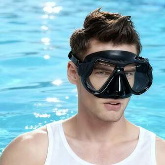 成人男女通用浮潜面罩，高清视觉，鼻部保护，浮潜装备