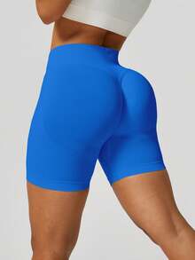 6pcs/Set Women's Seamless Elastic Lifting Shorts For Running, Training, Fitness, Yoga, Outdoor Sports, Spring/Summer, Suitable For Daily Wear And Exercise, Solid Color Workout Shorts, Cycling Shorts - Multicolor - View 2