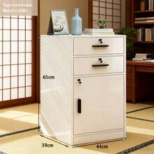 Archivero Compacto Elegante de Metal - 3 Gavetas con Llave, Organizador Económico para Oficina/Hogar - Blanco - Ver 3