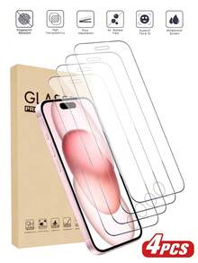 4pcs Tempered Glass Screen Protector, High Definition Clear, Waterproof And Scratch-Resistant, Compatible With IPhone 17/17 Pro/16e/7/8/X/XS/11/12/13/14/15 Pro Max/16 Pro Max/16 Plus - 4 pieces - View 26