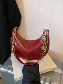 Fashionable Crescent Moon Underarm Bag For Women, Chain Shoulder Crossbody Bag, 2025 New Winter Collection - Multicolor - View 12