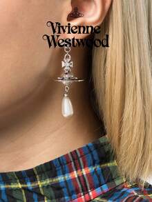 Vivienne Westwood Pearl Drop Earrings - Silver - View 7