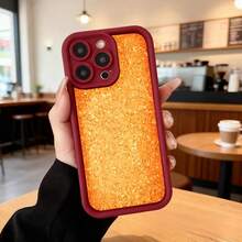 Funda de teléfono con textura de corcho naranja para iPhone diseño elegante y resistente ideal para uso diario en cafeterías y espacios urbanos Aplicable a los teléfonos de la serie Apple y Galaxy - Burdeos - Ver 2