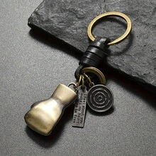 1pc Vintage Boxing Glove Keychain, Unisex Accessory, Non-Woven Fabric, Plant-Based, Cool And Stylish Design - 銅色 - 查看 6