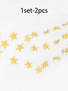 1set 4 Meters Shinning Bright Stars Decorate Birthday, Flags Blue Silver Gold Rose Gold House Decoration Outdoor Decoration Garland Stage Star Pendant Back To School Valentine Day, Ramadan,Ramadan Decor,Eid Mubarak - Gold - View 6