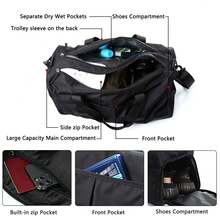 1 pezzo Borsa da allenamento di grande capacità, borsa da viaggio, borsa da palestra, bagaglio per vacanze di una notte, scomparto separato per scarpe bagnate e asciutte, borsa da weekend, adatta per lavoro, vacanze, attività all'aperto, sci, tempo libero, palestra, viaggio, borsa da notte, borsa, borsa sportiva, forniture scolastiche, articoli per il ritorno a scuola degli studenti, borsa, borsa da weekend, borsa shopper, borsa per coppie