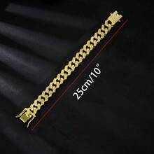 Chain Collar, 1 Pcs Cuban Link Kitten Walking Collar With Secure Pet Rhinestones Necklace Metal Chain Jewelry Accessories Cats Dogs Kittens Puppies 10inch, Gold - 金的 - 查看 2