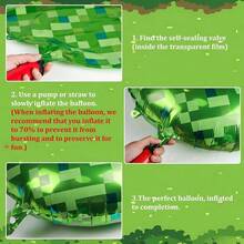 40 Inch Green Pixel Miner Themed Number Foil Balloons, Mining Green Birthday Party Decorations Bundle 0 - 9 Optional Anniversary Balloon Party Supplies Number 6 - Số 6 - Xem 5