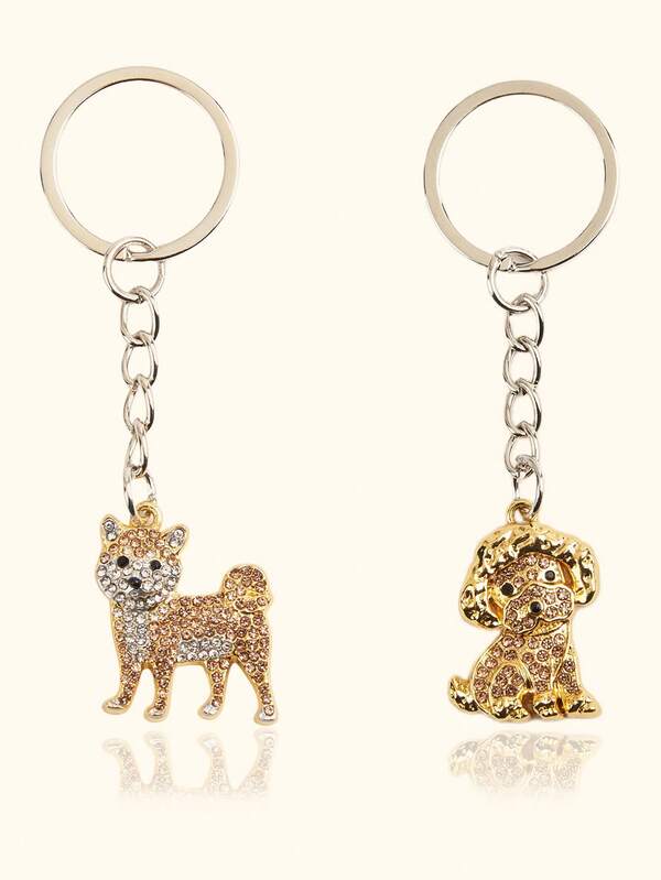 Personalized Fashion Cute Full Diamond Alloy Pet Puppy Keychain, Animal Keychain, Dog Lover Keychain, Pet Keychain, Car Keychain, Bag Pendant, Keychain Accessories, Men And Women Keychain, Birthday Gift, Event Gift, Anniversary Gift, Party Souvenir