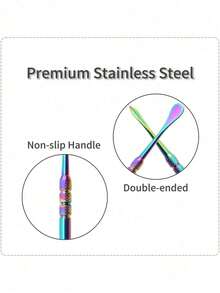 1件不锈钢双头烟斗勺，钛合金双头烟斗清洁器，蜡雕工具，配件，新奇礼品 - 彩色 - 查看 3