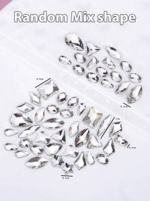 HMQ beauty 50 件随机玻璃混合形状水钻美甲装饰 DIY 指甲饰 指甲宝石 美甲用品 指甲