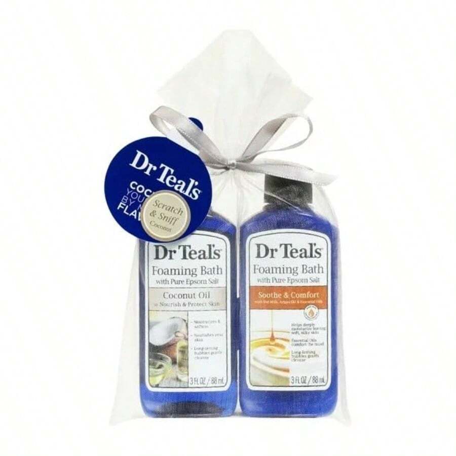 TYUI Dr Teal's Foaming Bath With Pure Epsom Salt Gift Set Coconut Oil And Soothe Comfort 3 Fl Oz Each - 如圖 - 查看 1