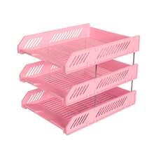 1pc 3-Tier File Tray Desk Organizer Rack, Document Storage Holder, Office Supplies Basket, Student Stationery
