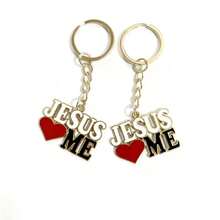 4pcs/1pc/2pcs "I Love Jesus" Heart Shaped Pendant Keychain, Prayer Gift For Men & Women - Silver - View 11