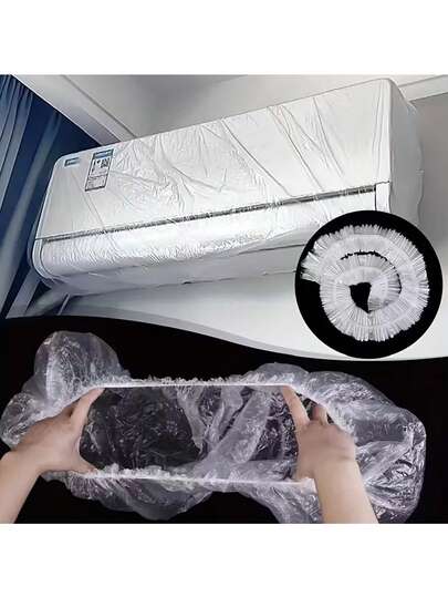 10 件装超大加厚空调防尘罩 - 透明 PET 塑料材质，尺寸 27.55x57.08 英寸，适用于家用壁挂式空调、风扇、燃气灶和抽油烟机，空调罩 | 透明塑料