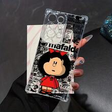 Funda de Teléfono de la Chica Mafalda de Cómic para Samsung Galaxy S25, S24, S23, S22, S21, S20 FE Ultra Plus 4G/5G - Funda Transparente Suave a Prueba de Golpes, Patrón de Rayas, Moldeo por Inyección, Impresión UV, Usuarios de Smartphones, Entusiastas de la Tecnología - Transparente - Ver 3