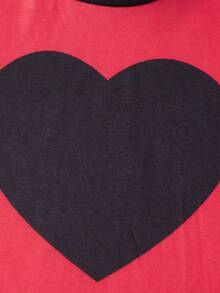 Valentines Day Matching Family Pajamas Set Stylish Love Heart Pattern Family Matching Outfits - Red - View 5