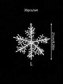 30 Stücke/Set weiße Weihnachtsschmuck Schneeflocken zum Aufhängen, künstliche Schneeflocken Dekorationen für Weihnachtsbäume, geeignet für Familienfeste, Weihnachtsbaumschmuck, Feiertage und Neujahrsfeiern - Weiss - Übersicht 8