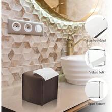 10Piece Brown Bathroom Accessory Set With Trash Can Toothbrush Holder And Cup Soap Dispenser Soap Dish Toilet Brush Holder Vanity Tray Qtip Holder Tissue Box Cover For Modern Bathroom Organization And Stylish Daily Use - Brown - View 4