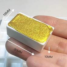 CSY Art Gallery Metallic Watercolor Paint Handmade Gold Watercolour Shimmer Mica Painting Full Pan Glitter Aquarelle (Bunt Orange),BuntOrange(FullPan) - BuntOrange(全盤) - 查看 5