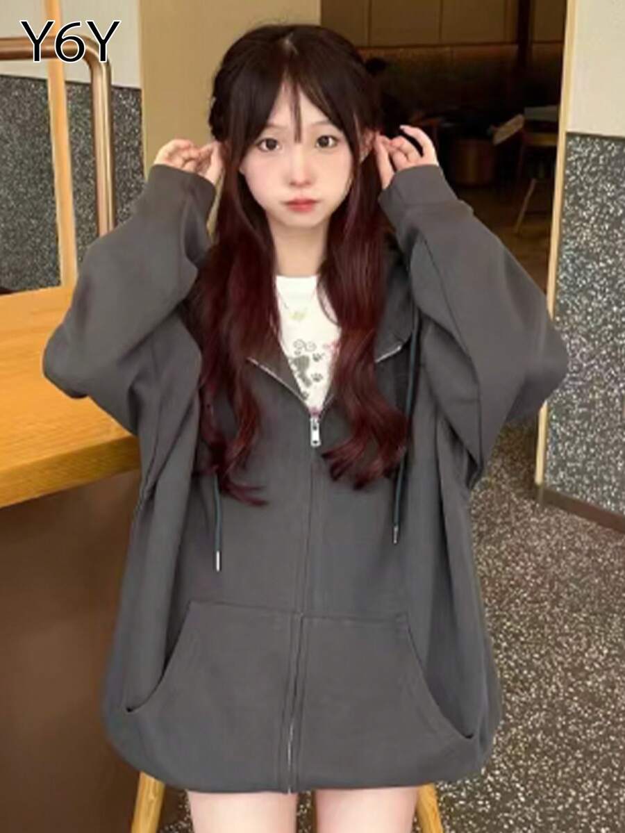 Y6Y 2025 New Autumn Casual Zip-Up Hoodie Jacket For Women - Dark Grey - View 1