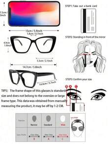 4 pares de gafas de mujer con lentes planos de estilo clásico, ligeras y de protección ocular, con montura de plástico de gran tamaño con diseño de ojo de gato, perfectas para uso diario, oficina, lectura, ver televisión, conducir y decoración - Multicolor - Ver 7