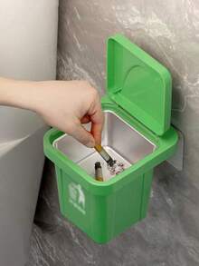 1pc Stainless Steel Wall Mounted Ashtray With Lid, Trash Can Shape - Anti-Flying Ash, Creative Home And Bathroom Decoration, Suitable For Living Room, Bedroom, Holiday Gift,Large Trash Bin, Degradation - Multicolor - View 9