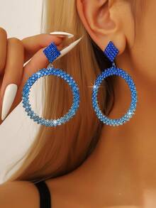 2pcs Exaggerated Personalized Frosted Big Hoop Earrings For Women Party Accessories - Multicolor - View 7