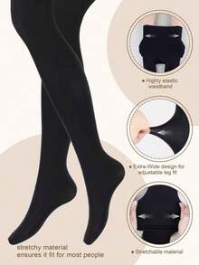 10-15 MmHg Mild Compression Opaque Closed Toe Pantyhose Women, Warm & Slimming High Waist Design (Recommend Sizing Up), Comfortable - 黑色 - 查看 8