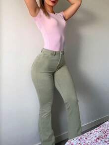 GILIPUR Quần jeans ống loe Y2K mới dành cho nữ, cạp cao, ôm sát, co giãn, thanh lịch và thời trang, phong cách đường phố thường ngày, quần jeans vintage cho mùa đông và mùa xuân, món quà lý tưởng cho năm mới, ngày Valentine, thể hiện sự thoải mái tinh tế, hoàn hảo cho các sự kiện trang trọng, bữa tối thường ngày và các buổi hòa nhạc. - màu xanh lá - Xem 12