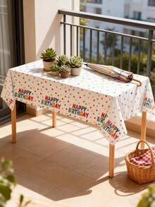 3pcs 137*274CM/53.94*107.87IN Disposable Tablecloth, Colorful Polka Dot "Happy Birthday" Print, Waterproof & Easy To Clean, Suitable For Birthday Parties, Celebrations And Daily Use - Multicolor - View 4