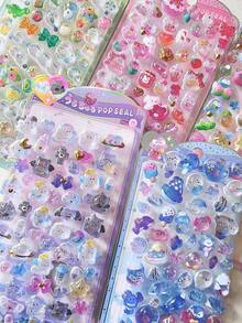 3D立体浮雕箔贴纸，厚实卡通动物水晶手机壳装饰贴纸 - 彩色 - 查看 6