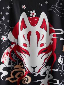 日式复古宽松七分袖印花和服罩衫，休闲沙滩度假泳装罩衫，夏季轻薄和服外套