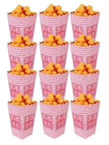 12pcs Bow Tie Design Popcorn Boxes, Romantic Wedding Season, Size 11.5X7X5CM, Suitable For Birthday Party, Wedding, Movie Theater, Shopping Mall Party Favor Boxes - Bow D - View 9