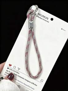 奢华水钻挂绳腕带,高品质水钻嵌入式腕饰,时尚耐用的防丢失手机配件(由尖底水钻制成,可能有轻微脱落)送给母亲、家人、朋友、生日、节日的礼物手机饰品、手机链 - 彩色 - 查看 30